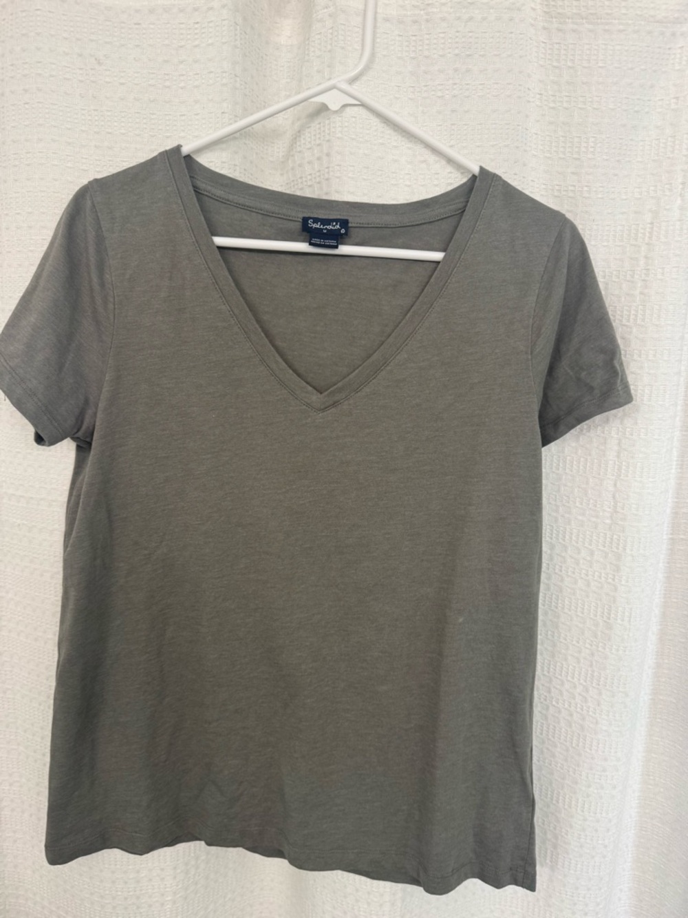 Splendid Olive Green/grey V-Neck Short Sleeve Tee